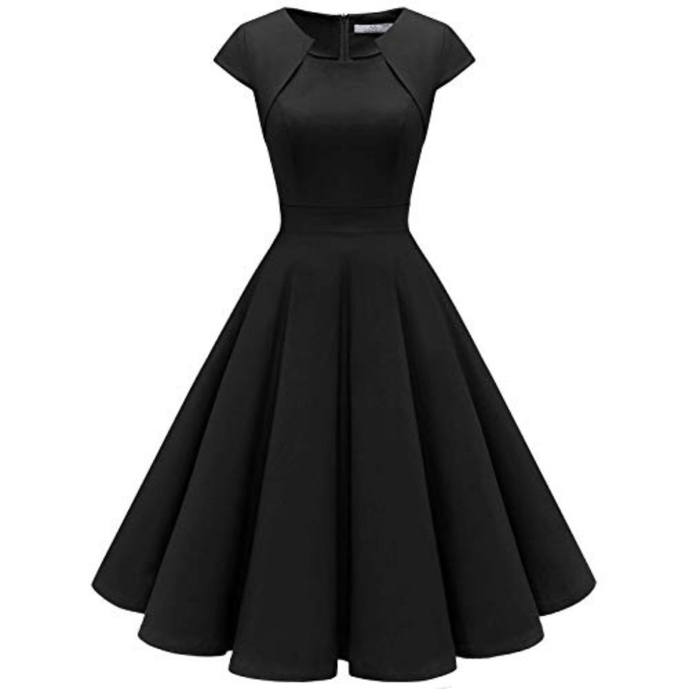 Homrain Women's 1950s Retro A-Line Cap Sleeves